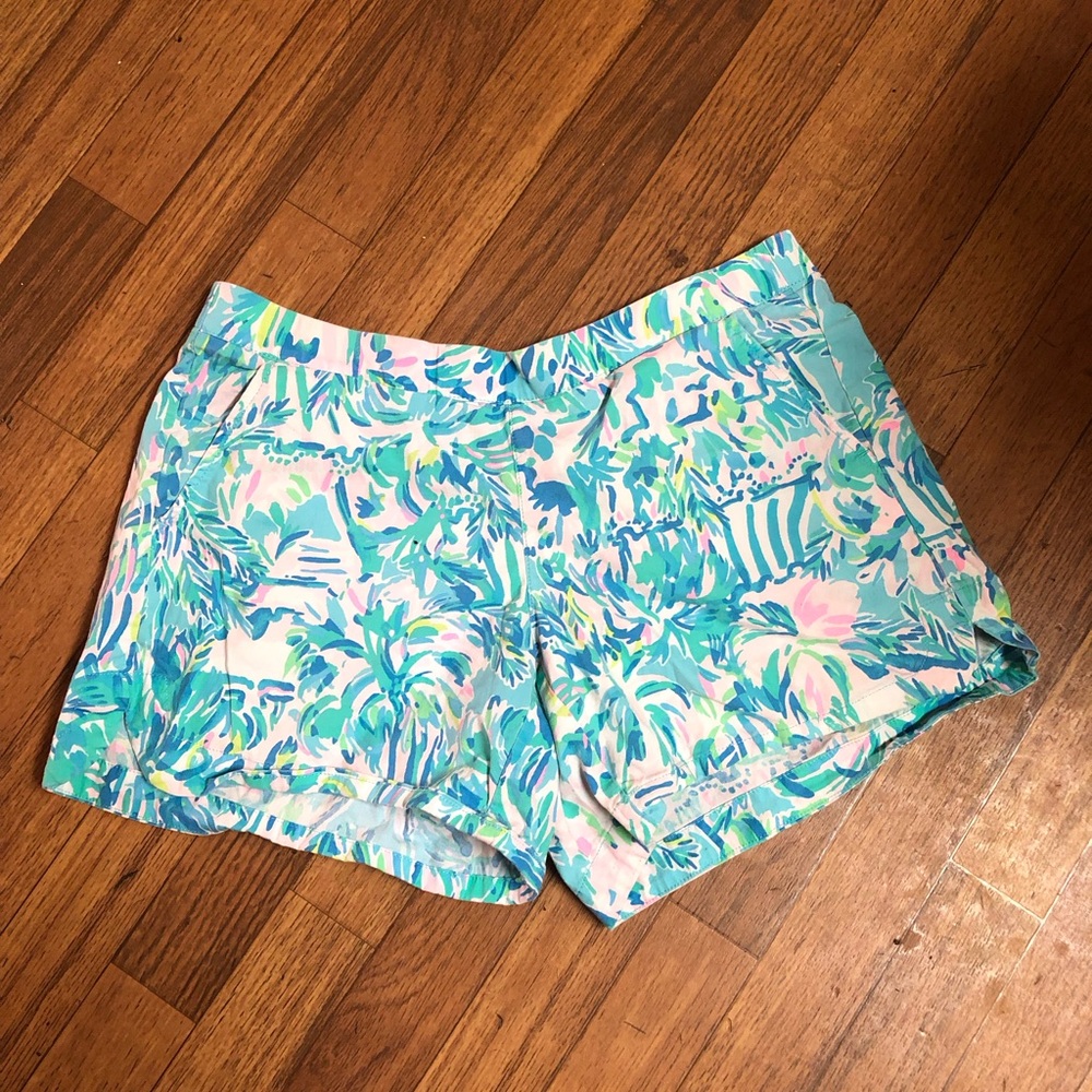 Lilly Pulitzer Blue and Pink Tropical Print Shorts
